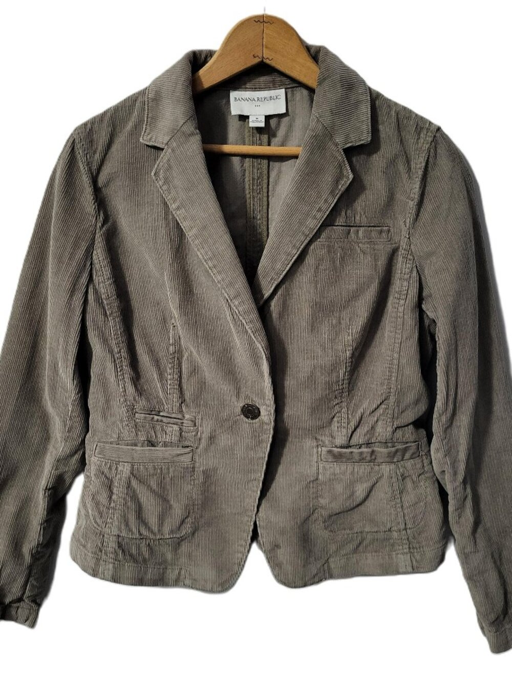 Banana Republic Corduroy Blazer Women's M Olive Gray Structured Workwear